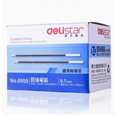 得力圆珠笔芯0.7mm子弹头6959（蓝）10支/包