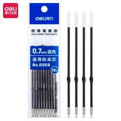 得力圆珠笔芯0.7mm子弹头6959（蓝）10支/包